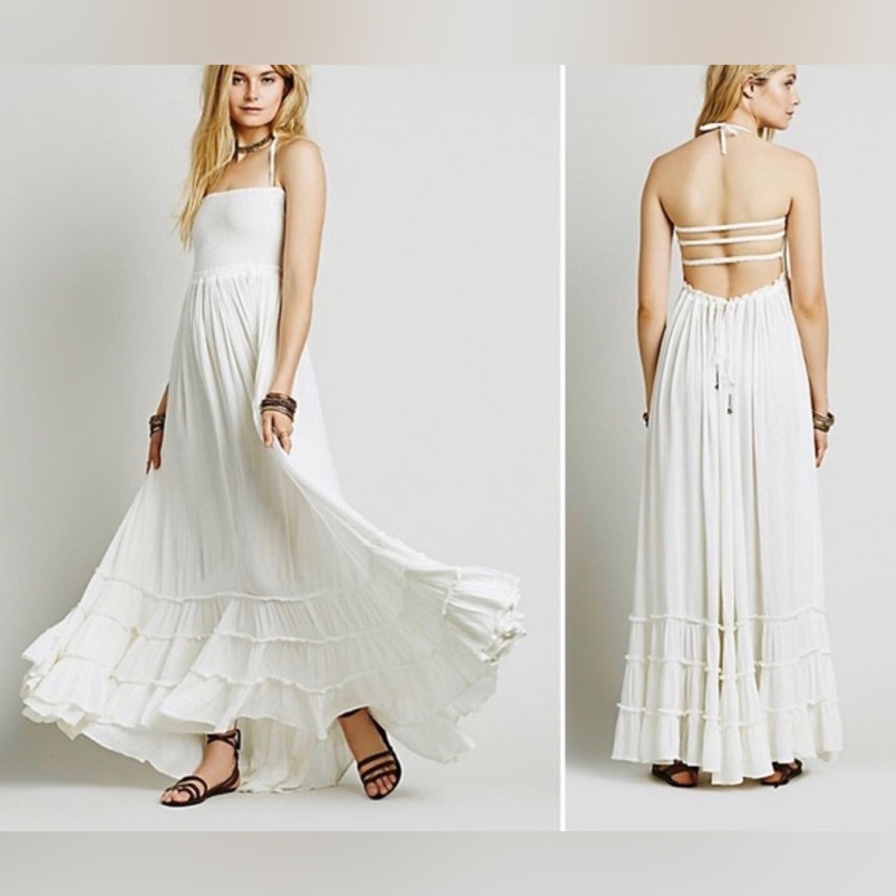 Beautiful White Free People Extratropical Maxi Dress